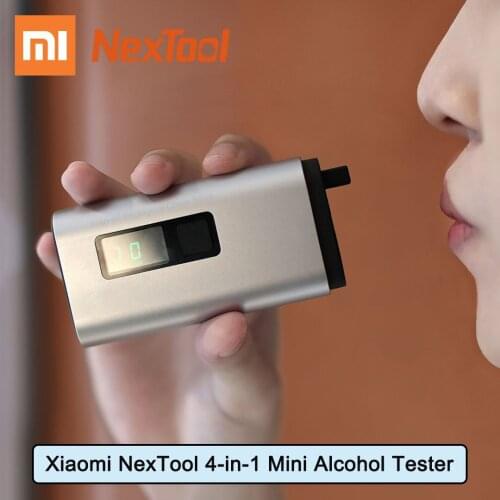New Xiaomi NexTool 4-in-1 Mini Alcohol Tester LCD Digital Portable Car Breathalyzer with Window Breaker Rope Cutter Power Bank