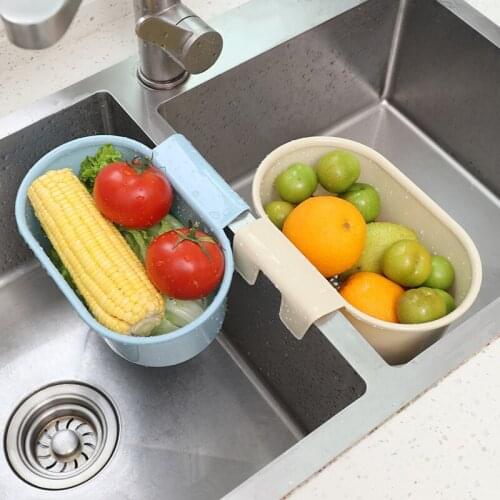 Kitchen Sink Organizer Plastic Drain Rack For Vegetable Fruit Storage Basket Hanging Sponge Holder Shelf Kitchen Gadgets