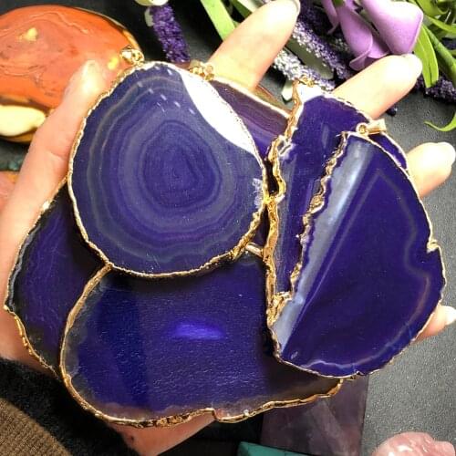 Natural purple agate pendant necklace, meditation fashion cure