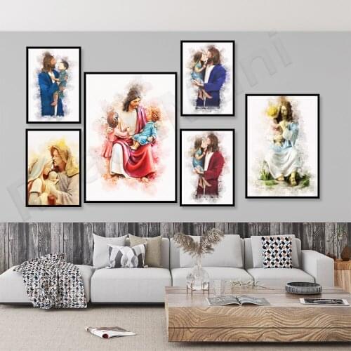 Nativity prints, art prints of the Holy Family, children of God, I am a child of God, peace in Christ, watercolor paintings of J