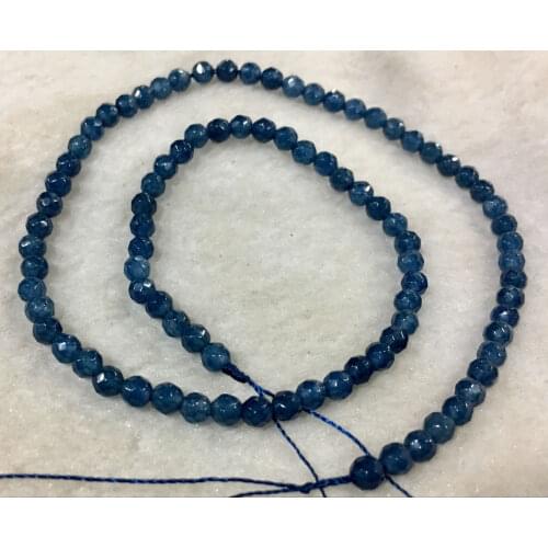 NATURAL 4MM blue ink roundel faceted gemstone kyanite loose beads 15 "AAA