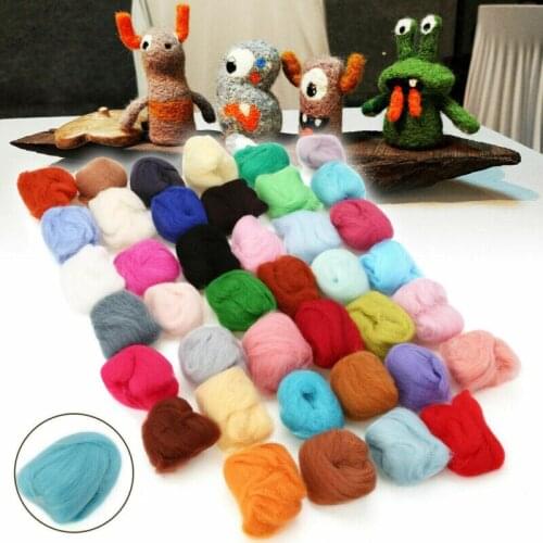 Mix 40 Colors Merino Felting Wool Tops Soft Roving Wool Fibre for Needle Felting & Wet Felting DIY Doll Needlework