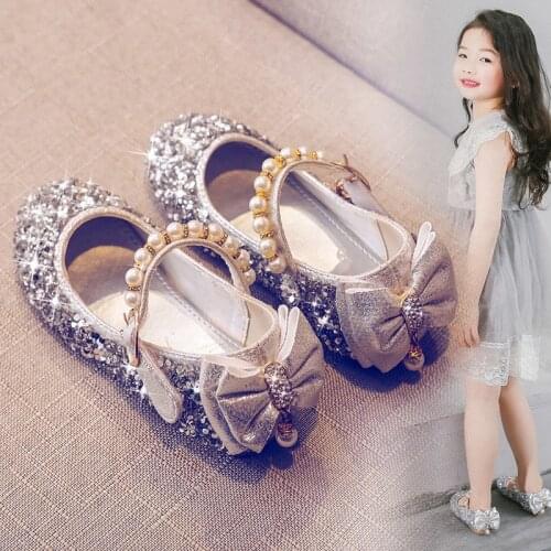 2021 new girls princess shoes party shoes bow childrens flat bottom childrens shoes older children 1-12 years old spring shoes