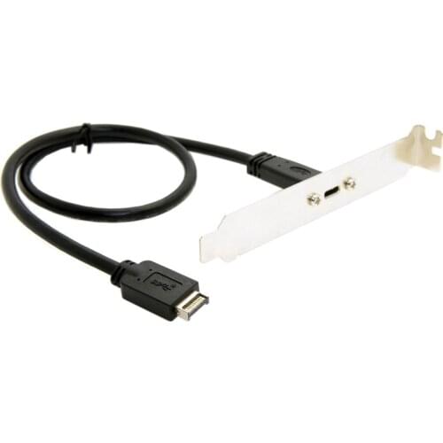 USB 3.1 TYPE-E Front Panel Header to USB-C Type-C Female Extension Cable 50cm with Panel Mount Screw