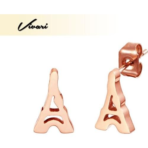 Vivari Trendy Fashion Earrings 2018 Earrings For Women Silver Plated Eiffel Tower Pattern Girl Jewelry Stainess Steel Metal Stud