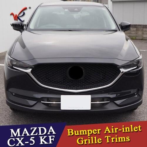 WENKAI Chrome Grill Strips For Mazda CX-5 2017+ Bumper Air-inlet Grille Trims CX5 2 Generation Accessory