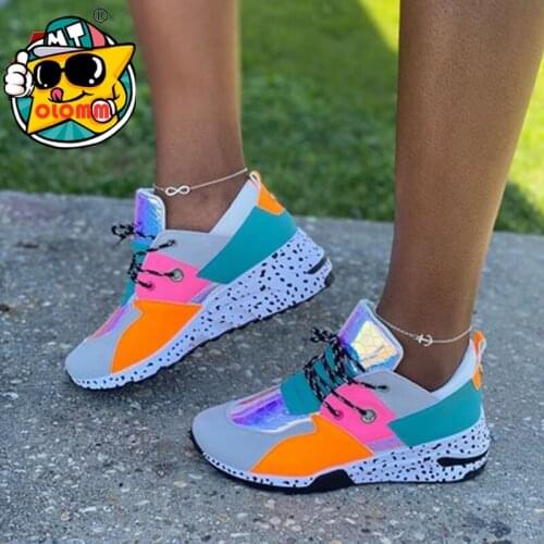 Hot Sale 2020 Womens Shoes Summer Outdoor Sneakers Lace Up Multicolor Round Head Fashion Plus Size 42