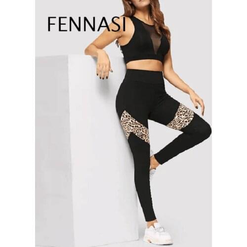 FENNASI Female Leopard Fitness High Elasticity Leggings Womens Sports Spandex Leggings Fashionable Sexy Black Leggings
