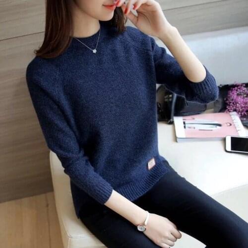 New 2020 Autumn Winter Irregular Loose Bottoming Shirt Long Sleeve O-neck Pullover Solid Short Tops Women Knitted Sweaters