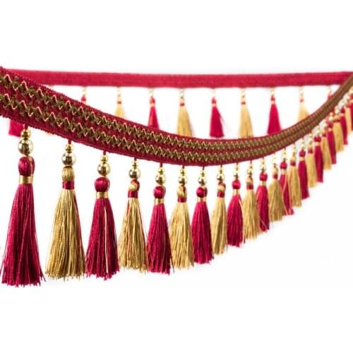 1 M 6CM Width Curtain Tassel Fringe Trim Beaded Lace Trim Ribbon For Sewing Curtain Garment Accessorie Lace Decoration
