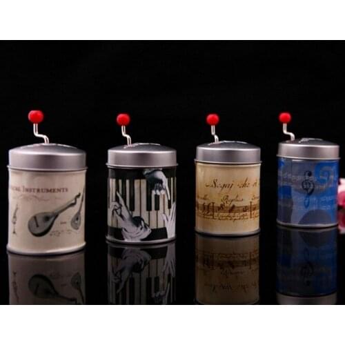 1PC 4 Designs Paper Round Hand Crank Music Box 18 Notes Music Box Movement DIY Romantic Musica Christmas Present KN 007
