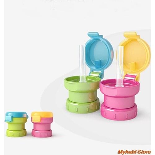 1pc Kids Water Bottle Cap Anti-spill Juice Water Bottle Twist Cover Cap with Drinking Straw Portable Sippy Cap Feeder Drinkware