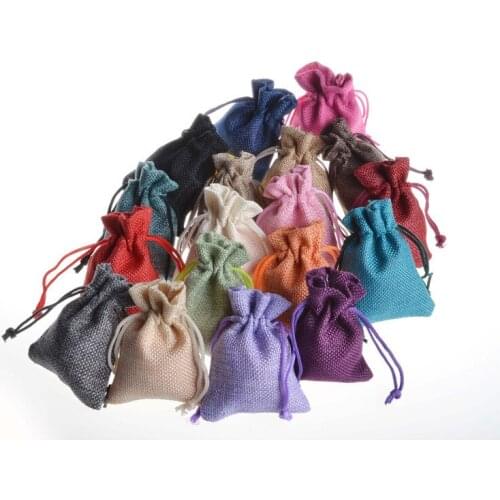 10pcs Linen Jewelry Bag Wedding Party Reply Imitation Sack Beam A Small Sack Package Box Bags Gift Decoration Supply