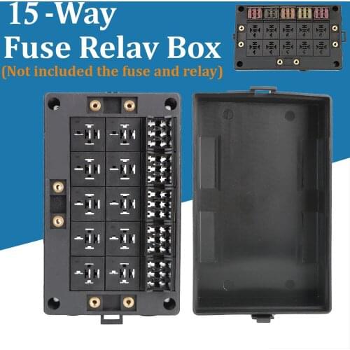 15 Way Fuse Relay Box Holder Block Car Auto Automotive Circuit Protector Terminal Black