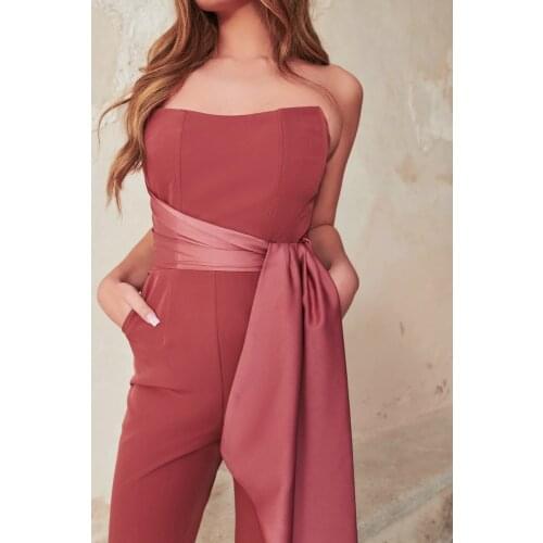 2021 CommuterStrapless Jumpsuit SummerHigh Elastic Party Temperament Fashion Office Tooling