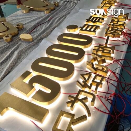 3D gold letters decorative metal leters plating titanium for house door number