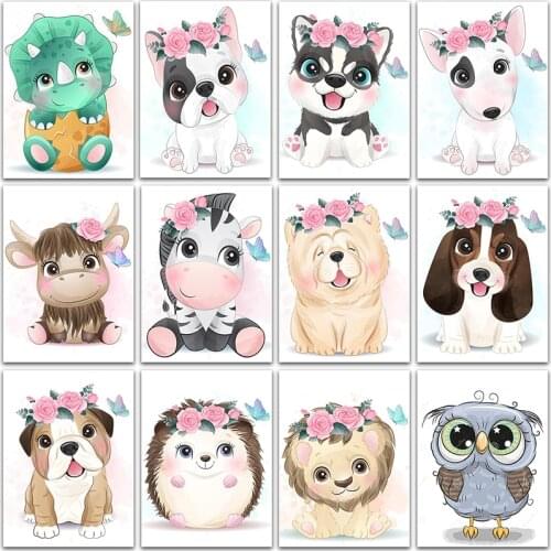 5D DIY Diamond Painting flowers animals unicorn lion owl Bulldog Full Square&Round mosaic embroidery Cross stitch home decor