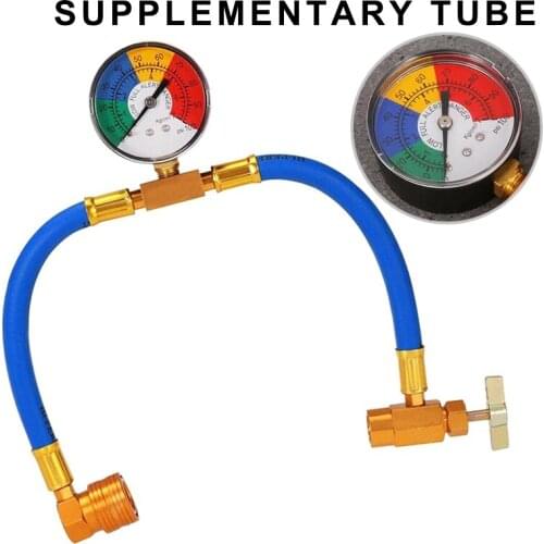 Car R134a Recharge Measuring Hose Can Tap with Gauge Durable A/C Refrigerant Charging Pipe NJ88