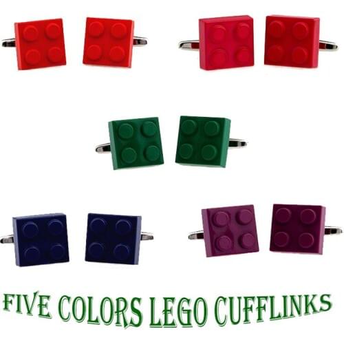 Free Shipping Fashion Toy Building block Cufflinks Muti-color Bricks novelty cuff links for men Wholesale&retail