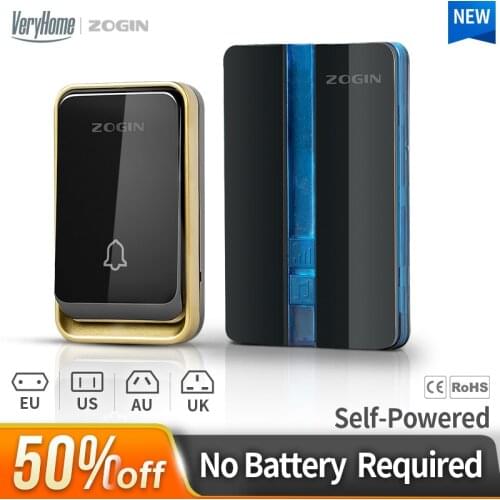 ZOGIN Wireless Doorbell Smart Door Bell Home Waterproof Cordless Ring Dong Chime House Call Black timbre casa calling button