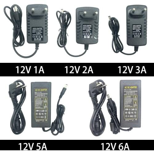 DC12V LED Power Supply 1A 2A 3A 5A 6A Switch Transformer LED Strip Light Adapter RGBW W5050 WS2835 WS2811 WS2812 EU Power plug