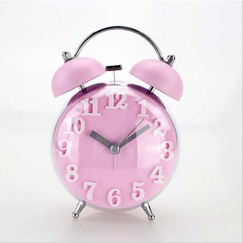 Candy Color Alarm Clock Double Bell Silent Clock Quartz Movement Decorative Table Clock kids Night Desk Clock