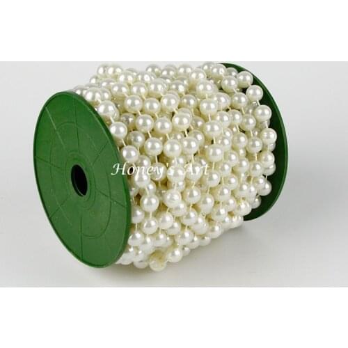 10M 1 Roll 10mm Cream Pearls Bead Garland Chain Wedding Decoration Center Candle Crafting DIY Favor
