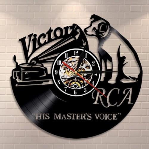 Victor Nipper Dog Vintage Vinyl Record Clock Rock n Roll Music Gift RCA Victor Dog His Masters Voice Musical Dog Wall Clock