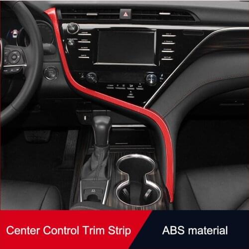 QHCP ABS Car Dashboard Left Air Vent Outlet Central Control Trims Decorative Stickers Wood Grain Carbon For Toyota Camry 2018