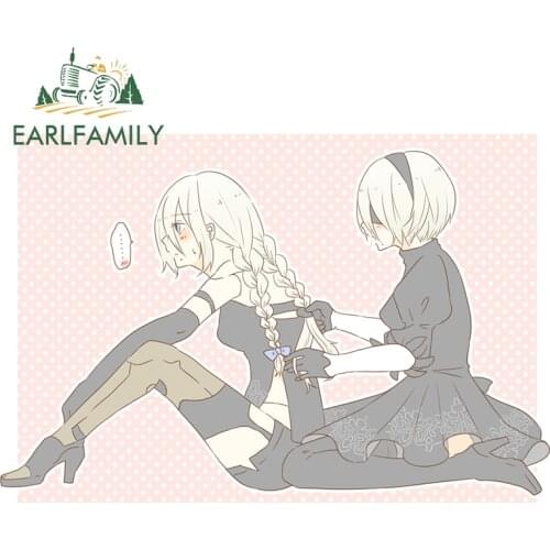 EARLFAMILY 13cm x 8.9cm for Automata Image Girl Car Stickers Surfboard Vinyl Car Wrap Decal Occlusion Scratch Waterproof Decor