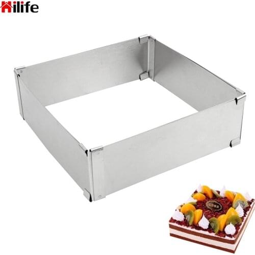 DIY Cake Decorating Mould Adjustable Mousse Ring Bakeware Square Cake Mold Cake Tools Dessert Baking Tool Stainless Steel