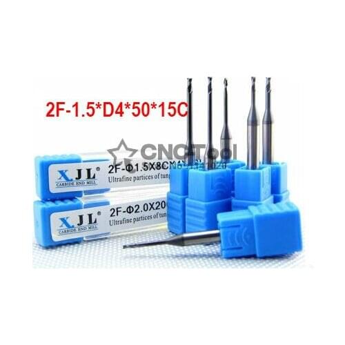 HRC60 2F-1.5*4*50*15C Micro milling cutter Spiral Bit Milling Tools Carbide CNC flat End mill Milling cutter,lathe tool,frezer