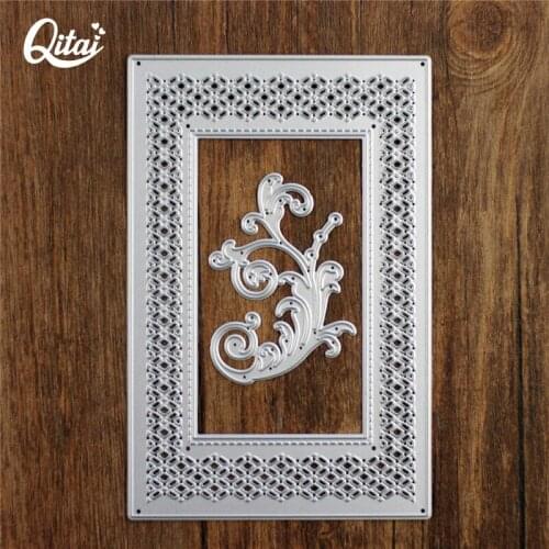 QITAI 2pcs New Metel Cutting Dies Square Wave DIY Scrapbooking Production wedding party decoration Tool die cutter Template D106