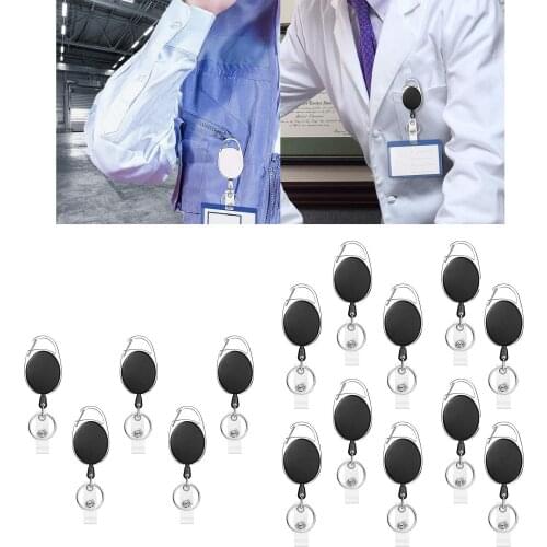 Lot Of 5/10 Retractable Reel Clip ID Badge Card Holder Keychain