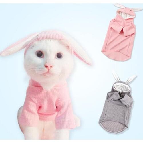 Cute French Bulldog Hooded Coat Jacket Warm Pet Clothes for Small Dogs Sweet Rabbit Ears Shape Puppy Cat Clothing Costume