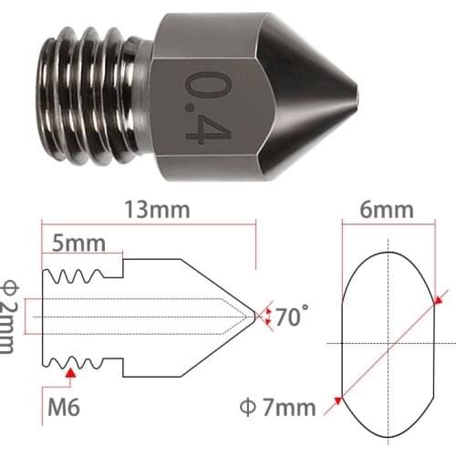 MK8 Hardened Steel Nozzles M6 Thread 1.75MM Filament Extrusion 3D Printers Hard Steel Nozzles 0.2-1mm CR10 HOTEND Extruder parts
