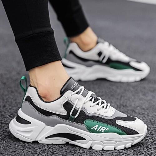 2021 New Casual Men Clunky Sneakers Mesh Breathable Comfortable Sport Shoes Man Leisure Lace-up Running Shoes Zapatillas Hombre