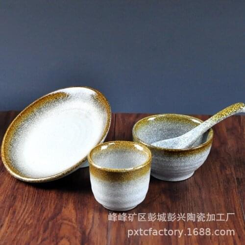 Creative Hotel Restaurant set up wholesale ceramic four-piece set tableware bowl plate restaurant hot pot shop