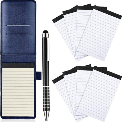 10 Pcs Notepad Holder Set, Mini Pocket Notepad Holder With 50 Lined Sheets, Metal Pen And 8 Pcs Memo Refills