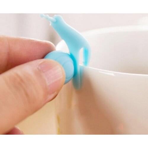 New Arrival Candy Colors Cute Snail Shape Silicone Tea Bag Holder Cup Mug Tea Bag Clip Gift Set LX8024