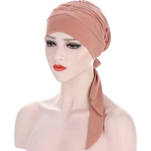 New Muslim Turban Hat for women Pre-Tied Chemo Beanies Caps Bandana Headscarf Head Wrap for Cancer Hair Accessories