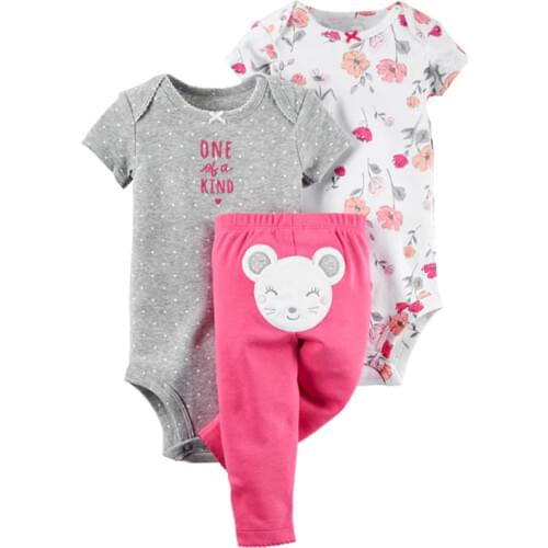 NEWBORN BABY GIRL BOY CLOTHES infant clothing set summer costume cartoon animal print rompers+pant babies outfit new born suit