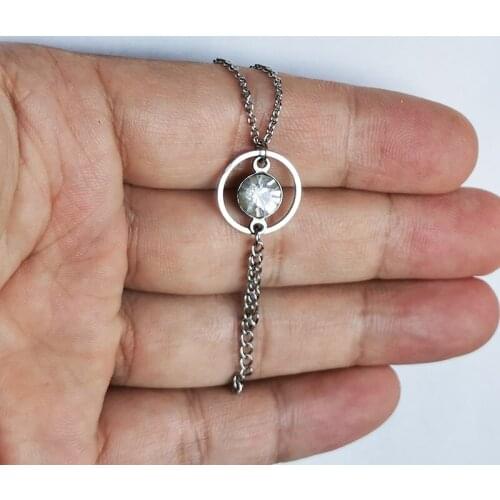 1pc Simple Crystal Stainless Steel Pendant Necklace Cute Tassel Necklaces Women Girls Fashion Jewelry Gift