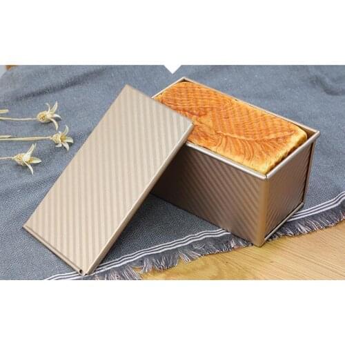 Pullman Loaf Pan with Lid Non-Stick Bakeware Bread Toast Gold Mold Aluminum Alloy Corrugated Cake Kitchen Tools Delicious
