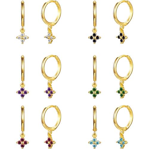 925 Sterling Silver Ear Buckle Five Colors Hoop Earrings Dangle Ladies Romantic Crystal Personality Pendants Elegant Party