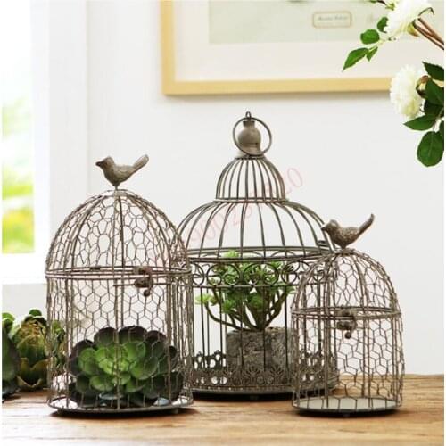 Nordic Antique Iron weaving birdcage wax Candlestick, creative home furnishings, living room simple decoration gifts