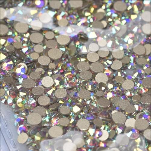 SS3-SS16 1440PCS Multi Size Glass Rhinestones AB Colors Flat-back SS3-SS10 Crystal Strass 3D Charms Set DIY Manicure