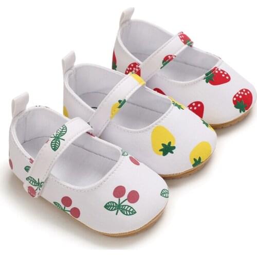 0-18 Months Newborns Spring And Autumn Style Lovely Fruit Print Design Rubber Soles Non-Slip Flat Shoes Casual Shoes Toddlers
