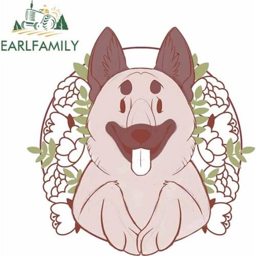 EARLFAMILY 13cm x 12.9cm for Lovely Dog Flower Car Stickers Bumper Personality Waterproof Decal for Refrigerator Motorcycle VAN