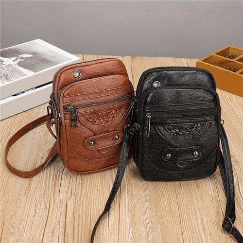 Women Bag Purse Quality Shoulder Bag Vintage Crossbody Bag Casual Multi-Layer Soft Messenger Bag Adjustable Women Handbag Purse